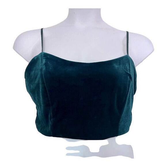 Stretch Velvet Honey & Rosie Emerald Green 2-Piece Cocktail Dress Rave Skirt Set - Picture 9 of 16